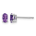 14k White Gold 5x3mm Oval Amethyst Earrings