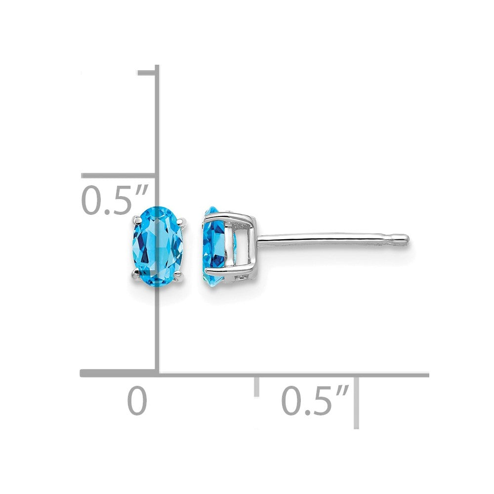 14k White Gold 5x3mm Oval Blue Topaz Earrings