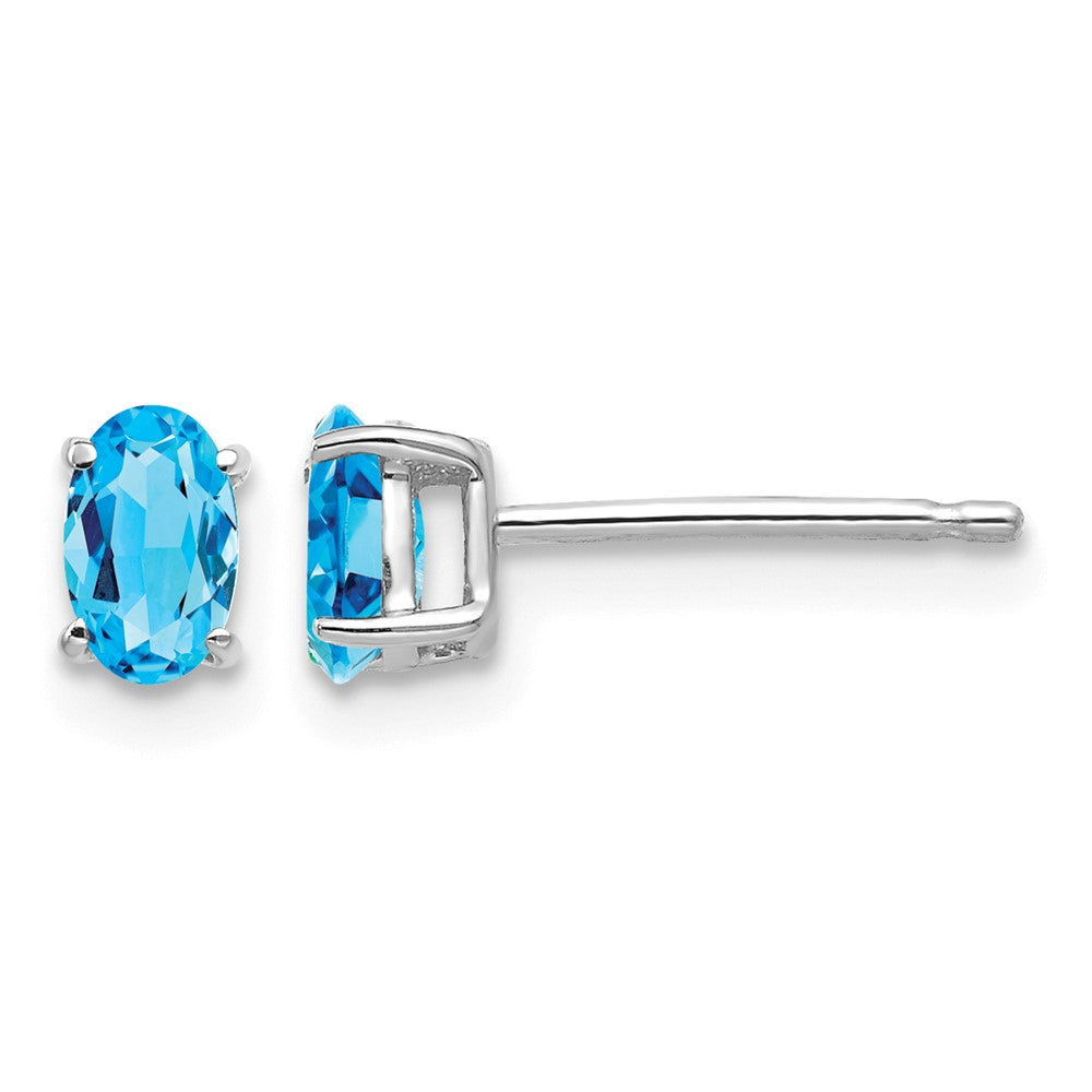 14k White Gold 5x3mm Oval Blue Topaz Earrings