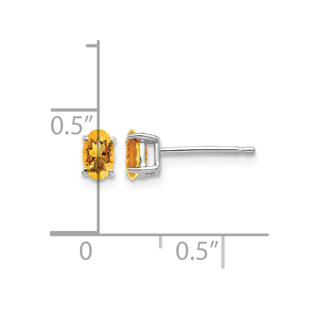 14k White Gold 5x3mm Oval Citrine Earrings