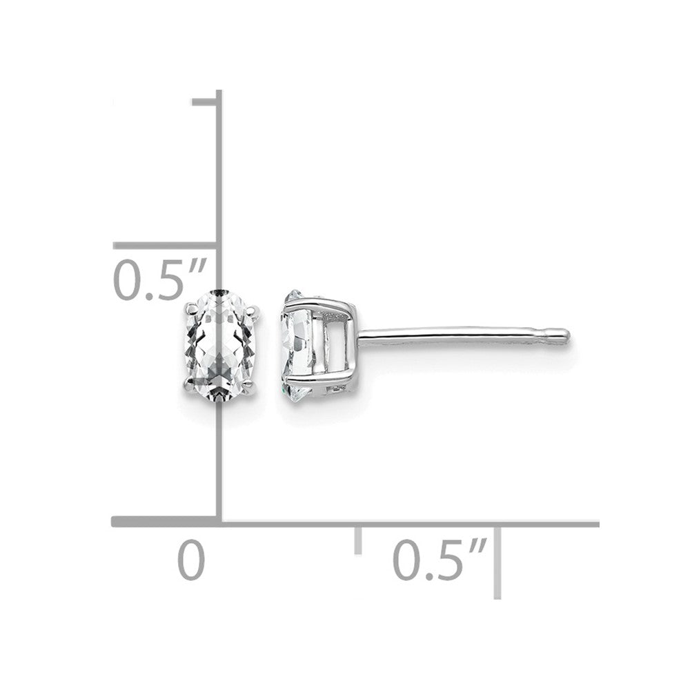 14k White Gold 5x3mm Oval Cubic Zirconia Earrings