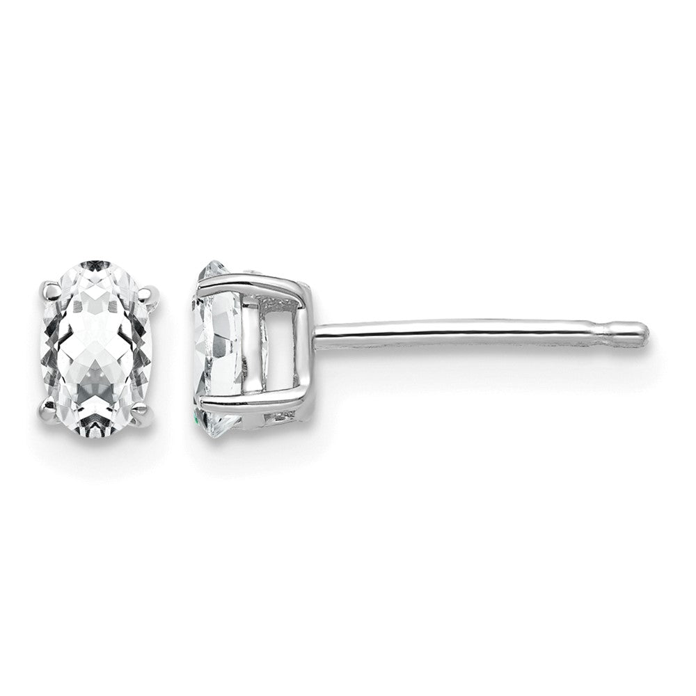 14k White Gold 5x3mm Oval Cubic Zirconia Earrings