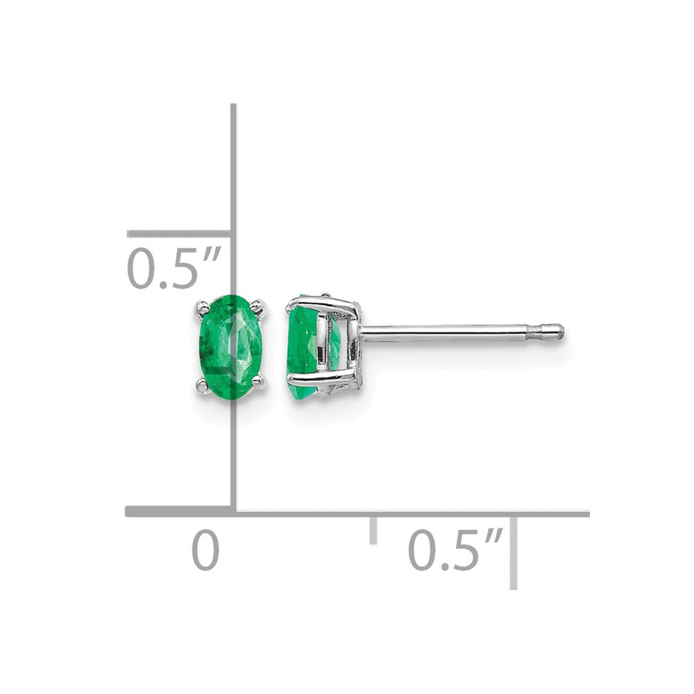 14k White Gold Emerald Earrings
