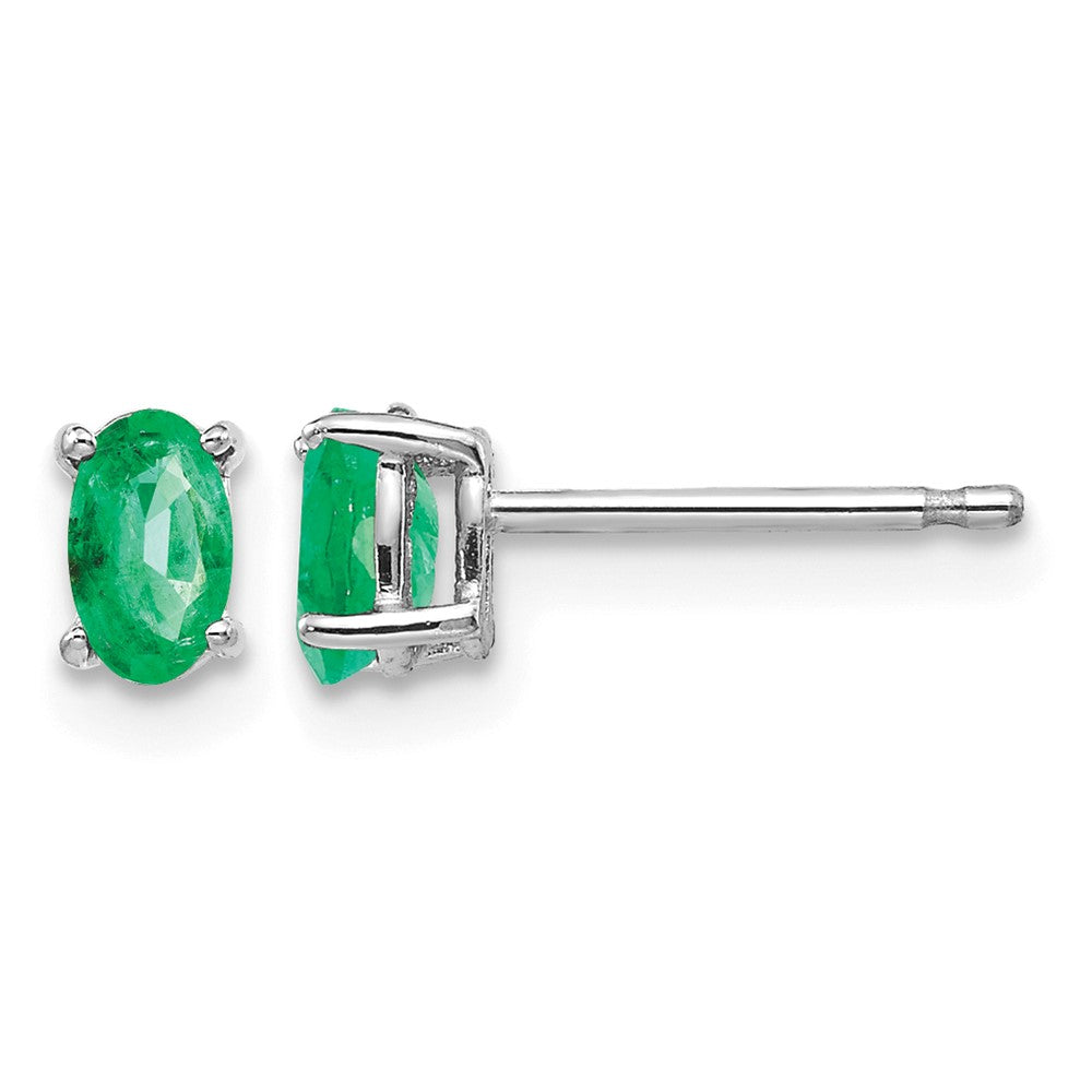 14k White Gold Emerald Earrings