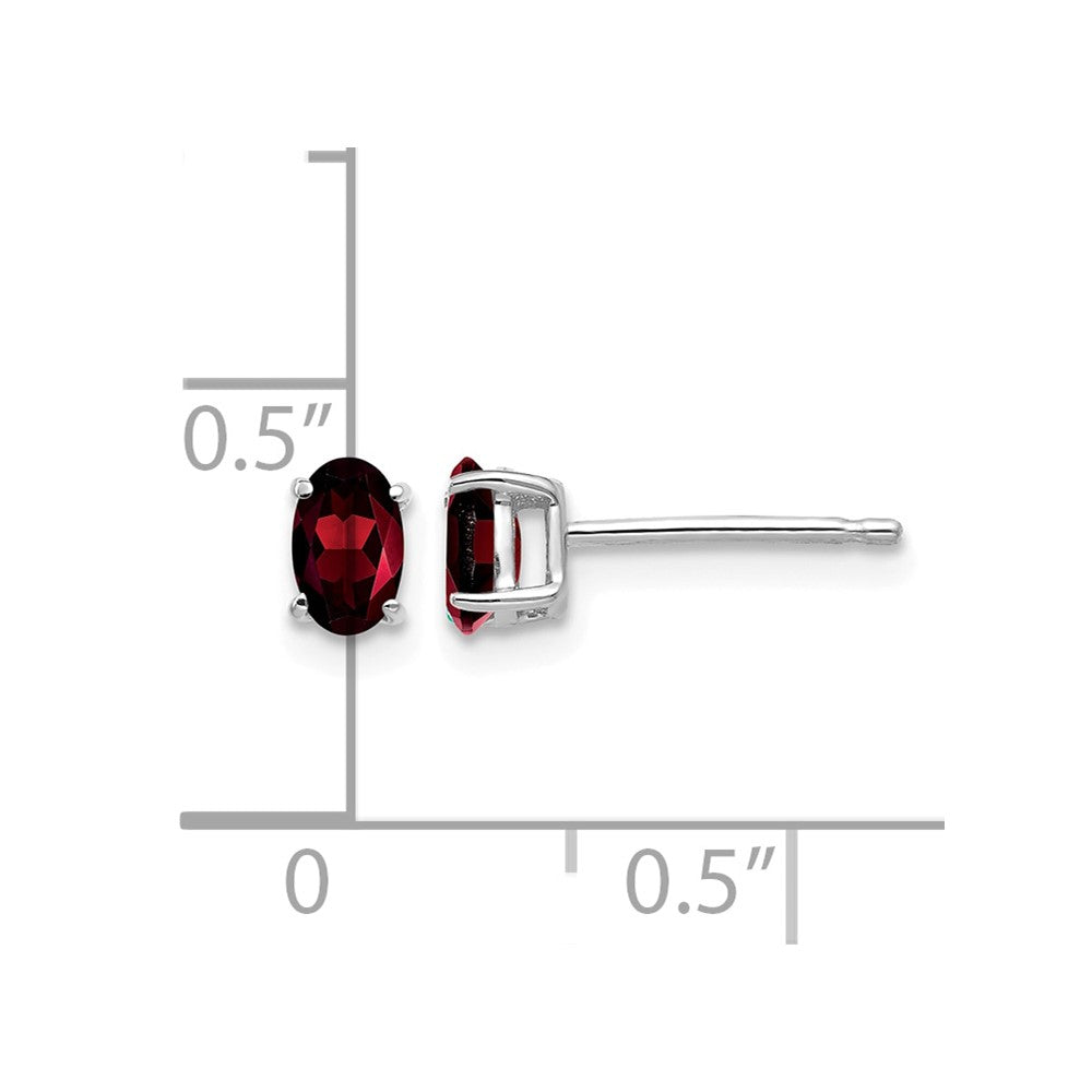 14k White Gold 5x3mm Oval Garnet Earrings