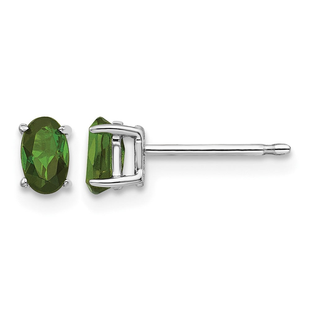 14k White Gold Green Tourmaline Earrings