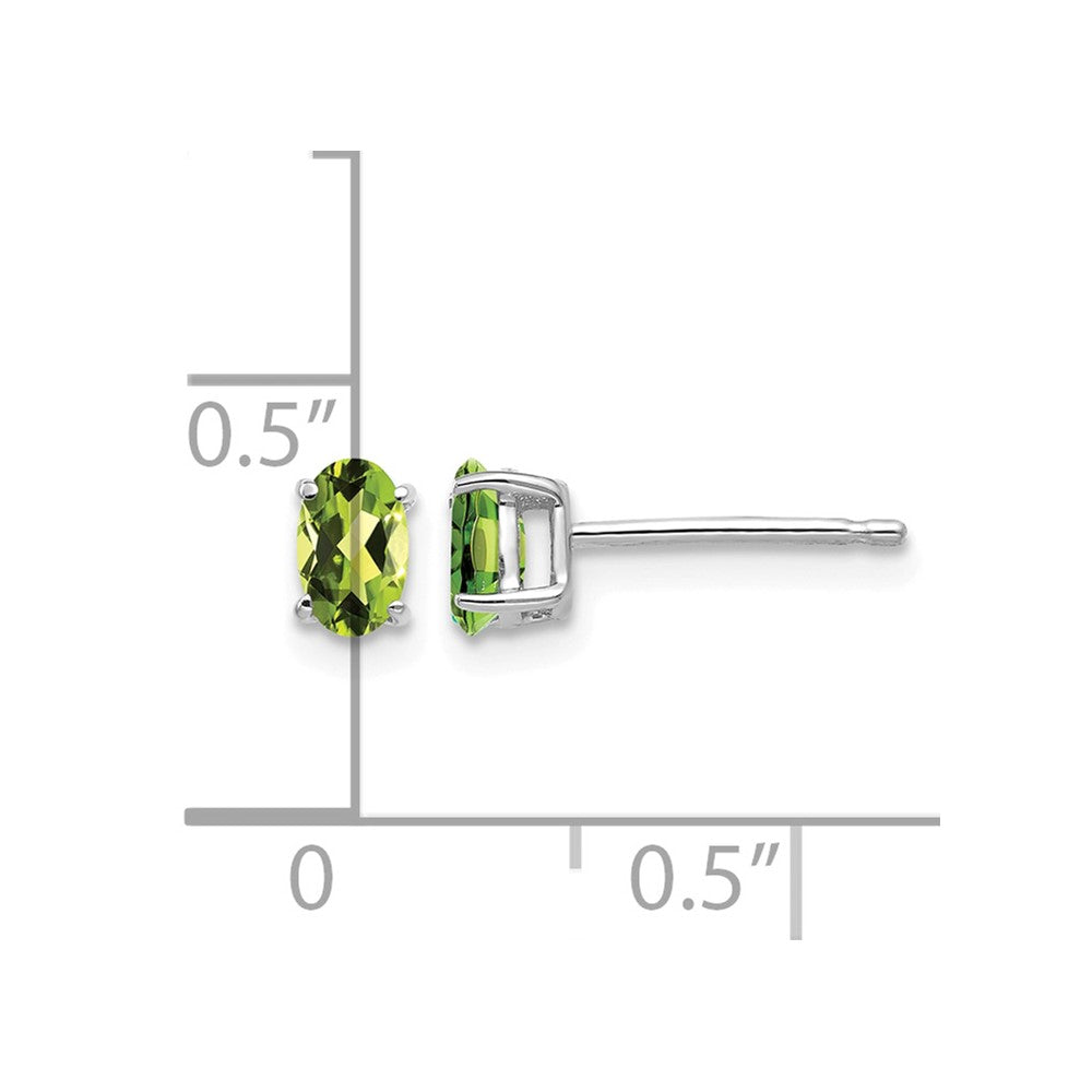 14k White Gold Peridot Oval Stud Earrings