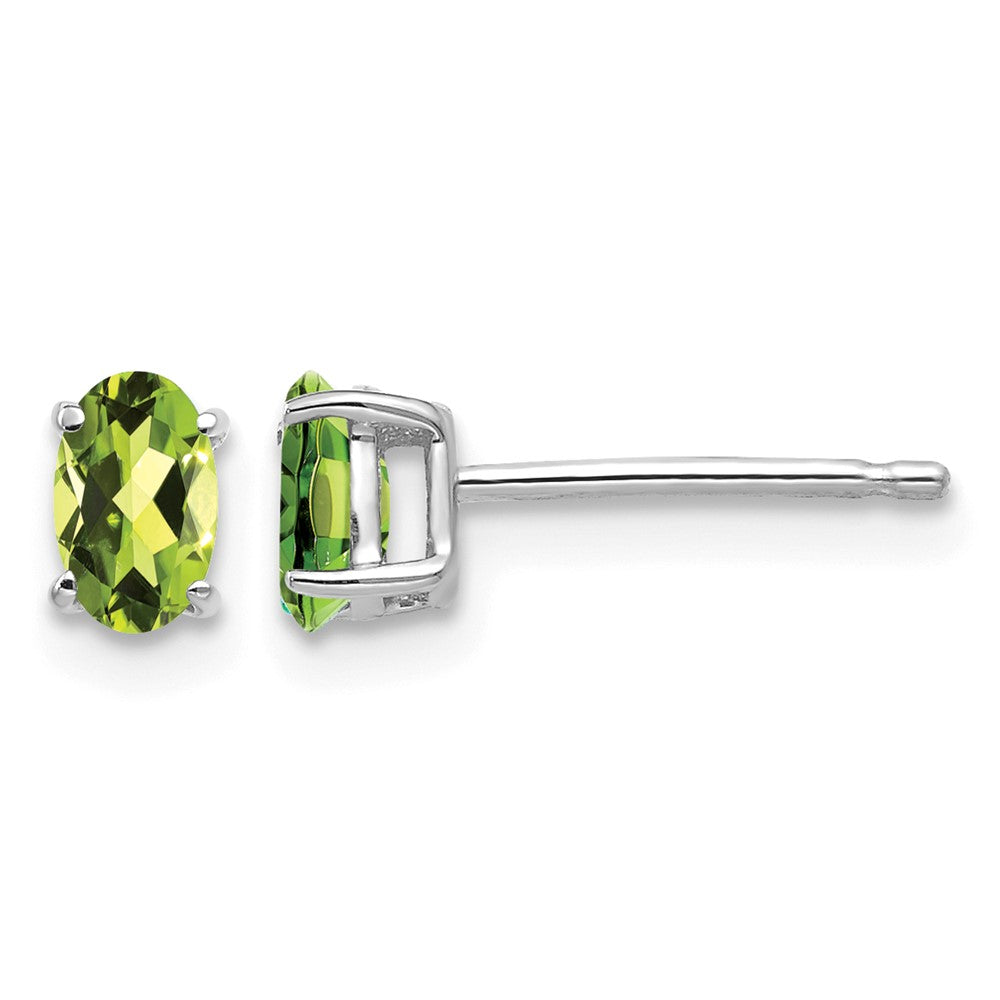 14k White Gold Peridot Oval Stud Earrings