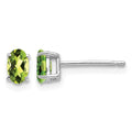 14k White Gold Peridot Oval Stud Earrings