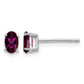 14k White Gold Rhodolite Garnet Oval Stud Earrings