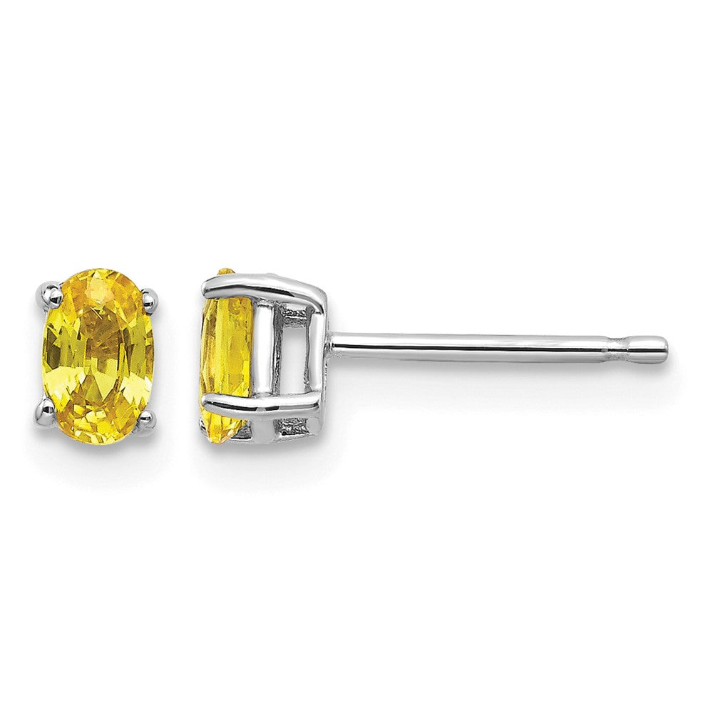 14k White Gold Yellow Sapphire Earrings