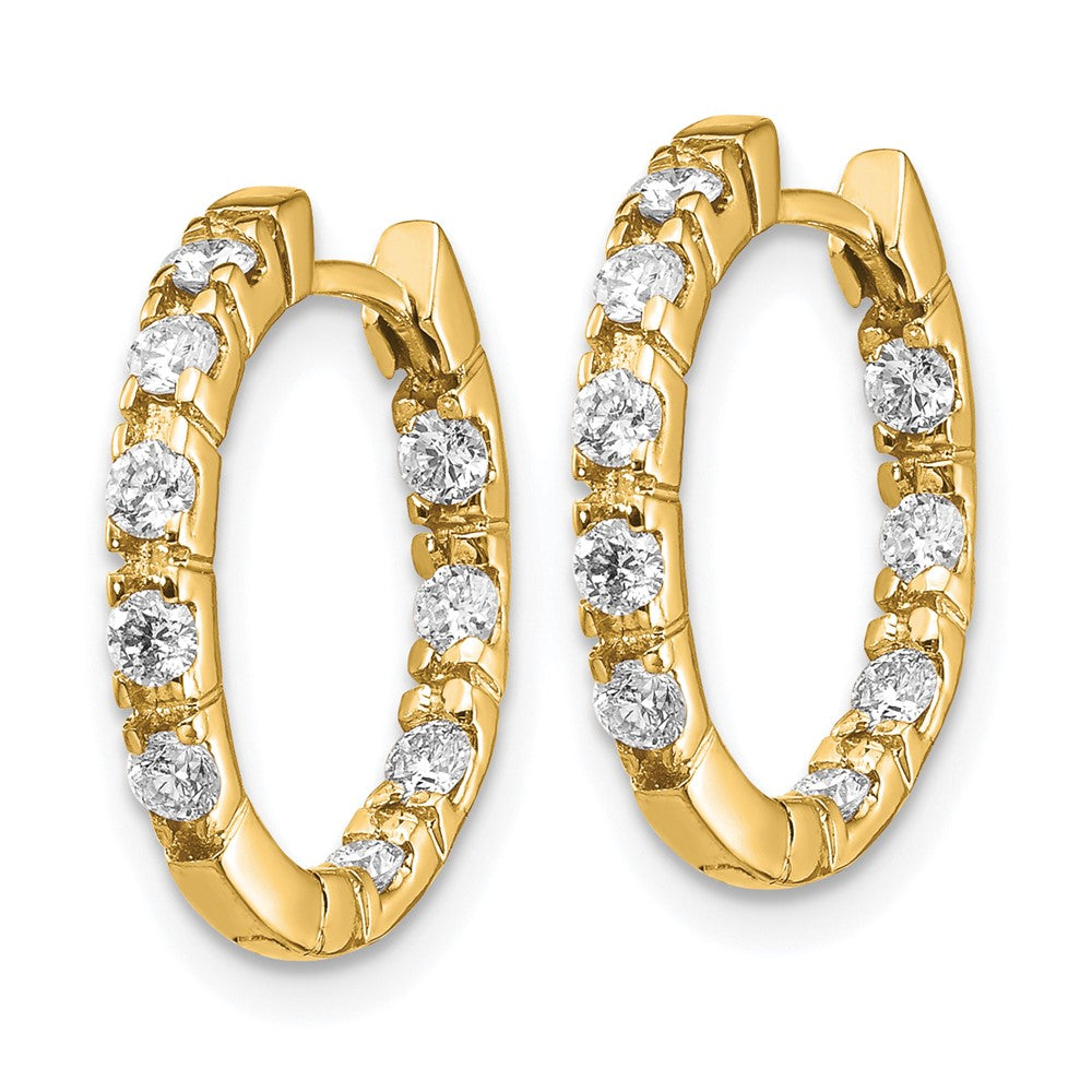 14k AA Diamond Hinged Hoop Earrings