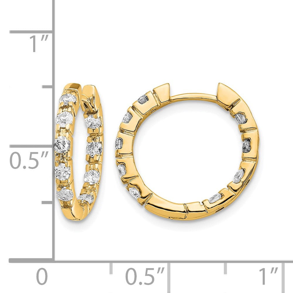 14k A Diamond Hinged Hoop Earrings