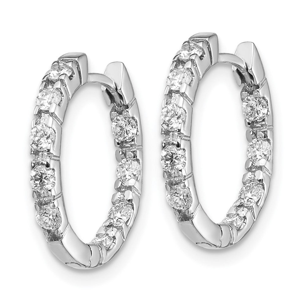 14k White Gold AA Diamond Hinged Hoop Earrings