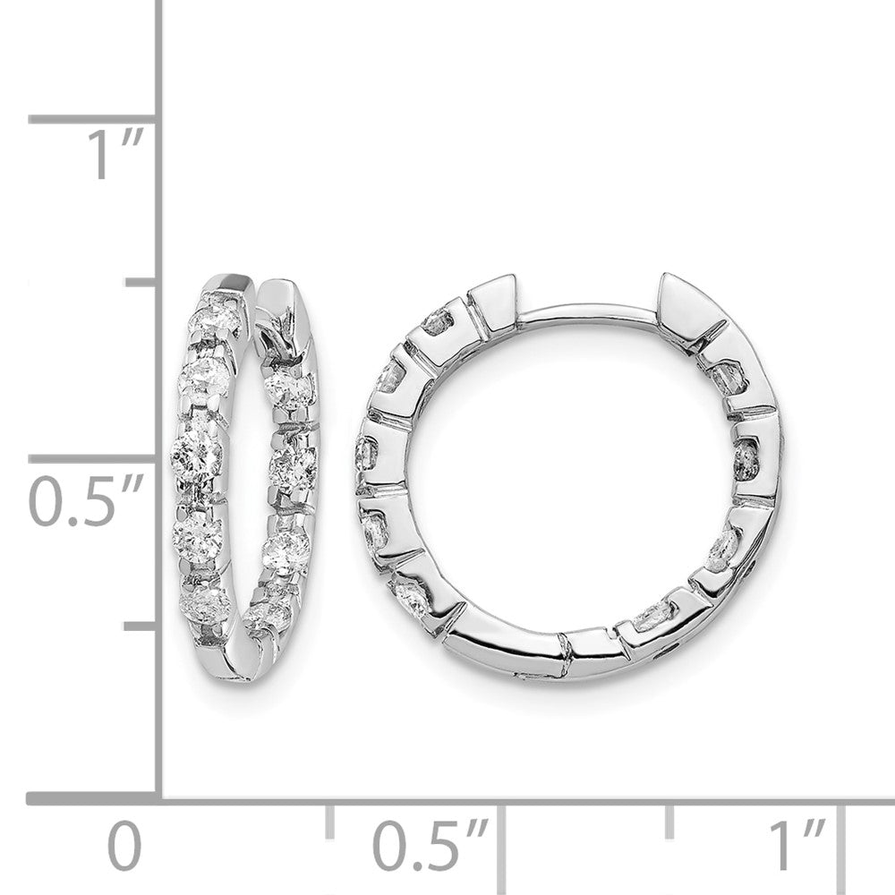 14k White Gold AAA Diamond Hinged Hoop Earrings