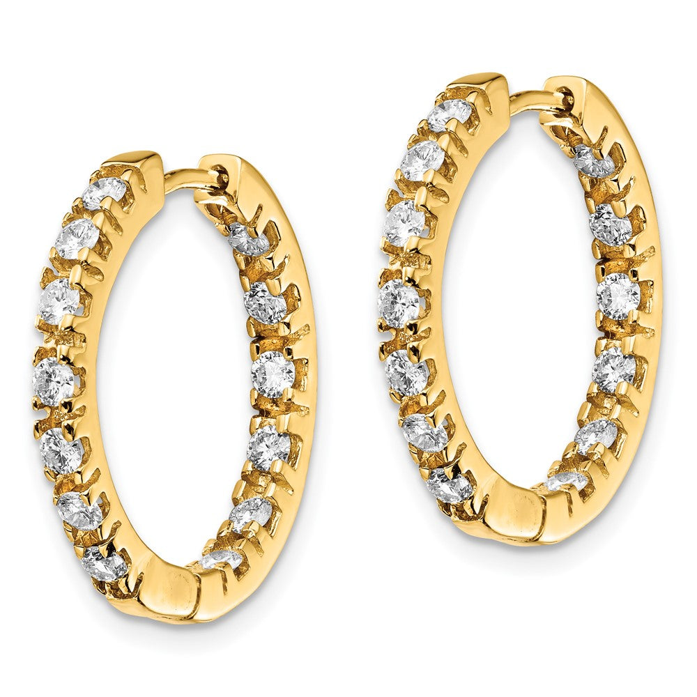 14k A Diamond Hinged Hoop Earrings