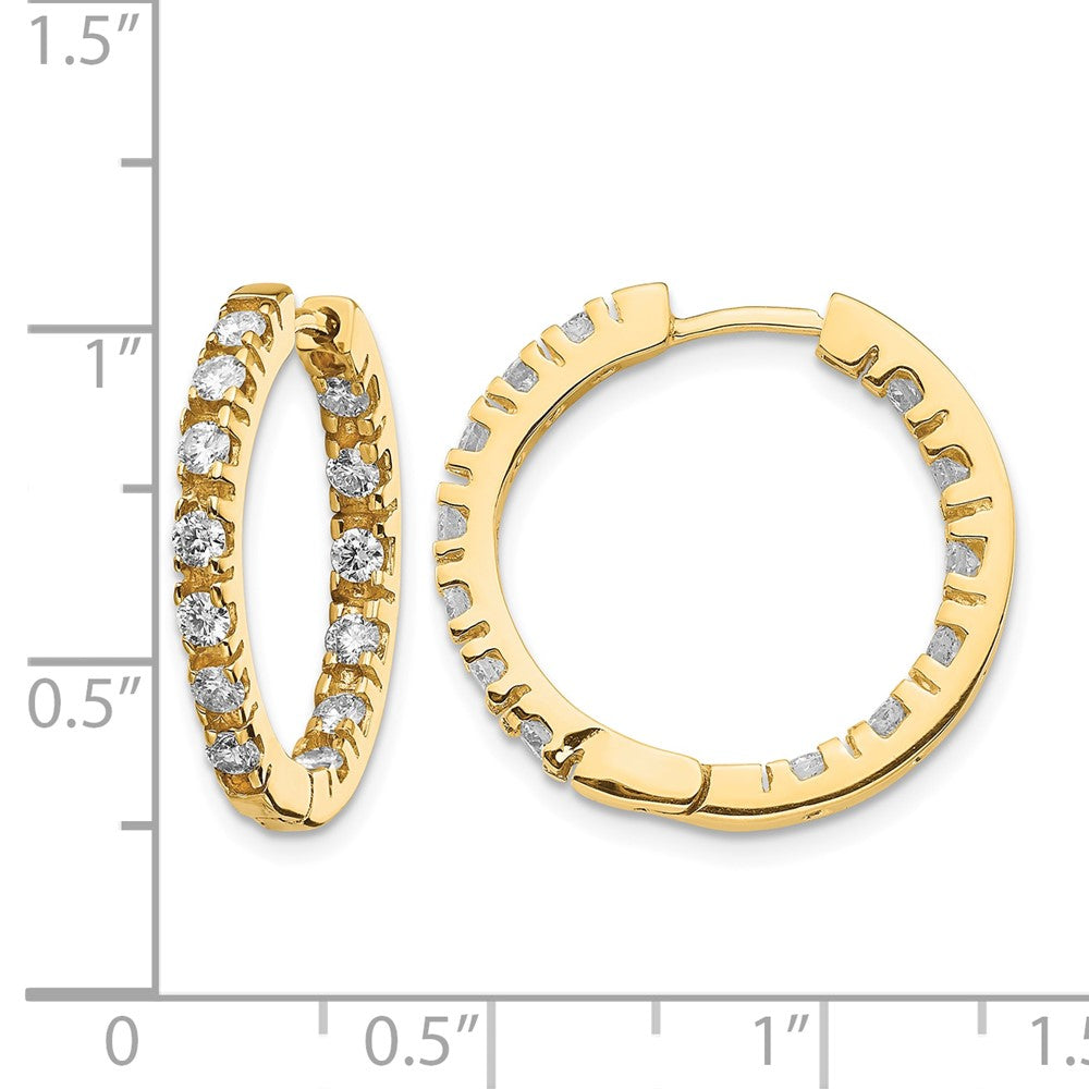 14k AA Diamond Hinged Hoop Earrings