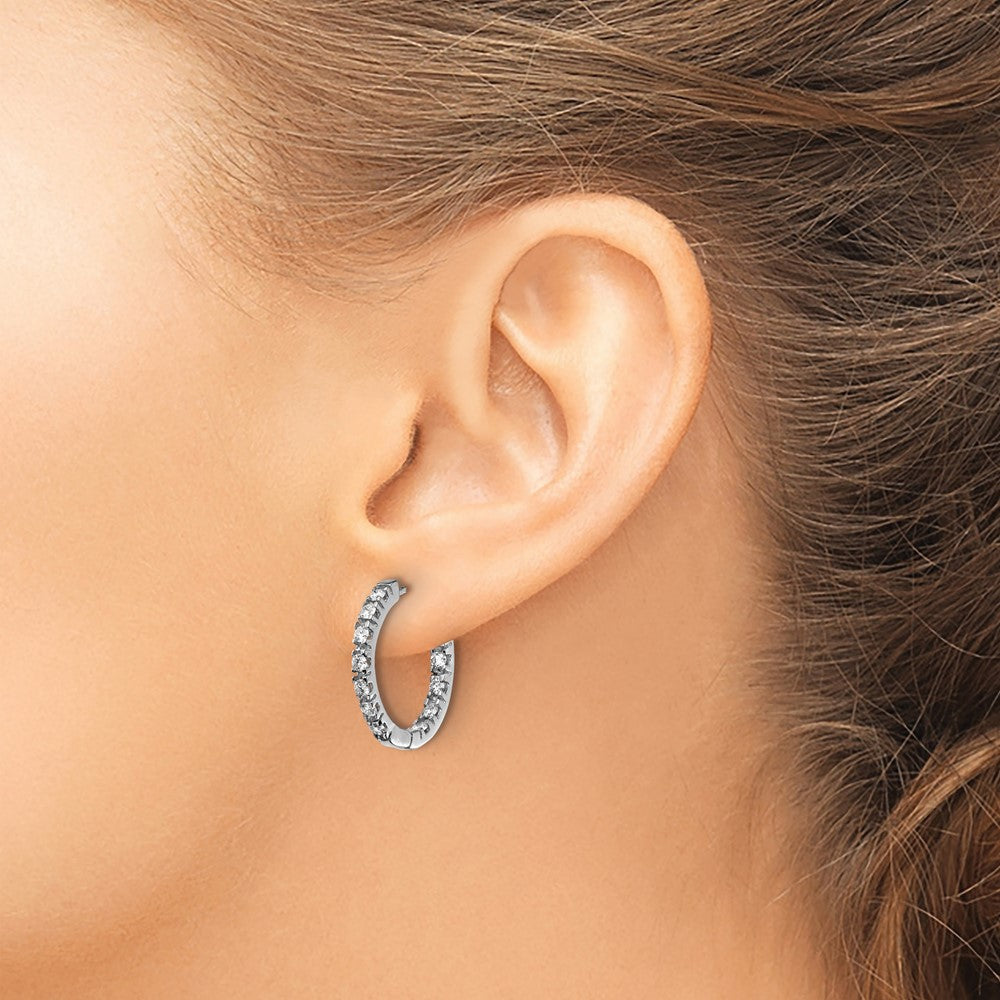 14k White Gold VS Diamond Hinged Hoop Earrings