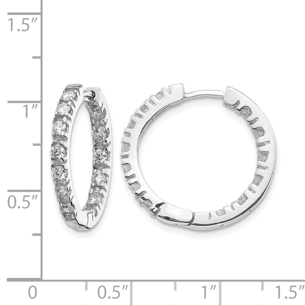 14k White Gold AA Diamond Hinged Hoop Earrings
