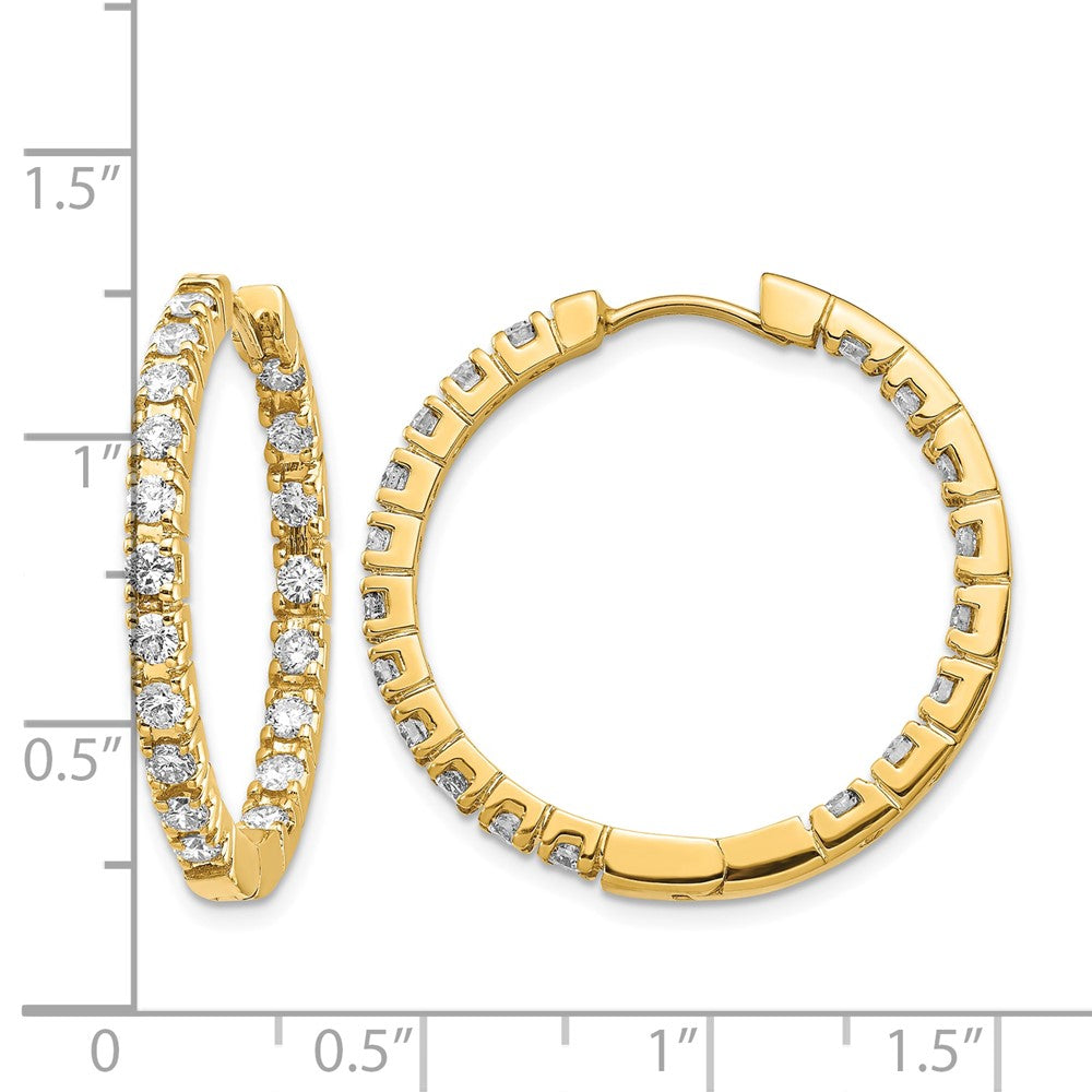 14k A Diamond Hinged Hoop Earrings