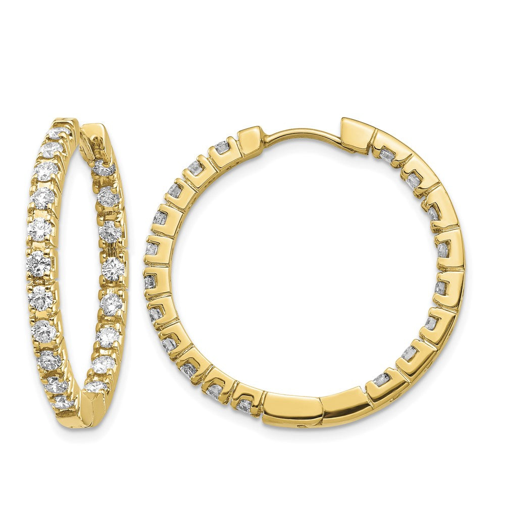 14k AA Diamond Hinged Hoop Earrings