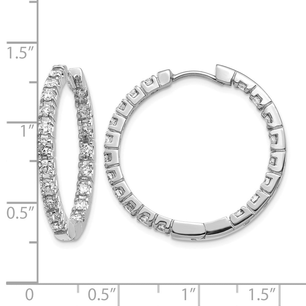 14k White Gold A Diamond Hinged Hoop Earrings