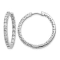 14k White Gold AA Diamond Hinged Hoop Earrings