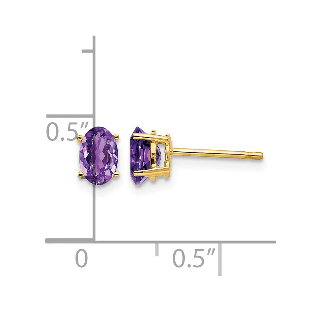 14k 6x4mm Oval Amethyst Earrings