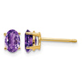 14k 6x4mm Oval Amethyst Earrings