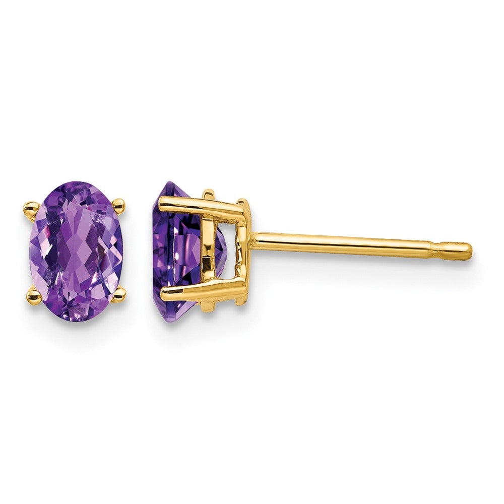 14k 6x4mm Oval Amethyst Earrings
