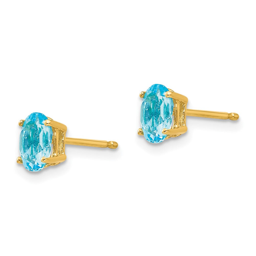 14k 6x4mm Oval Blue Topaz Earrings