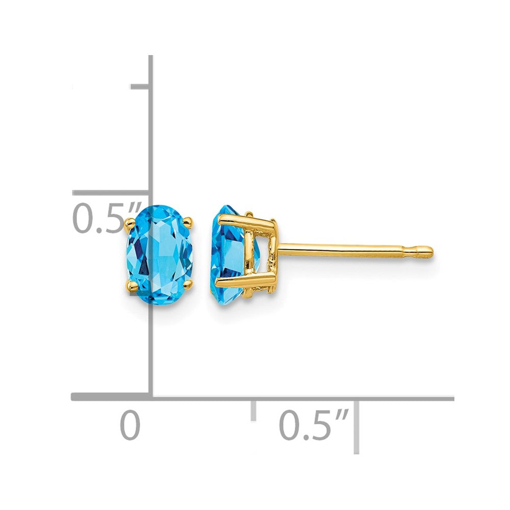 14k 6x4mm Oval Blue Topaz Earrings