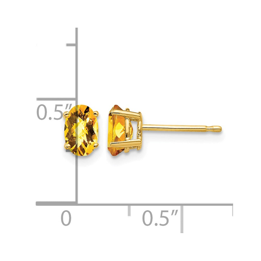 14k 6x4mm Oval Citrine Checker Earrings