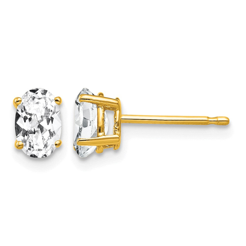 14k 6x4mm Oval Cubic Zirconia Earrings