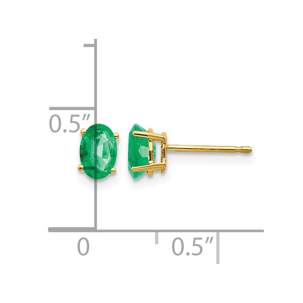 14k Emerald Post Earrings