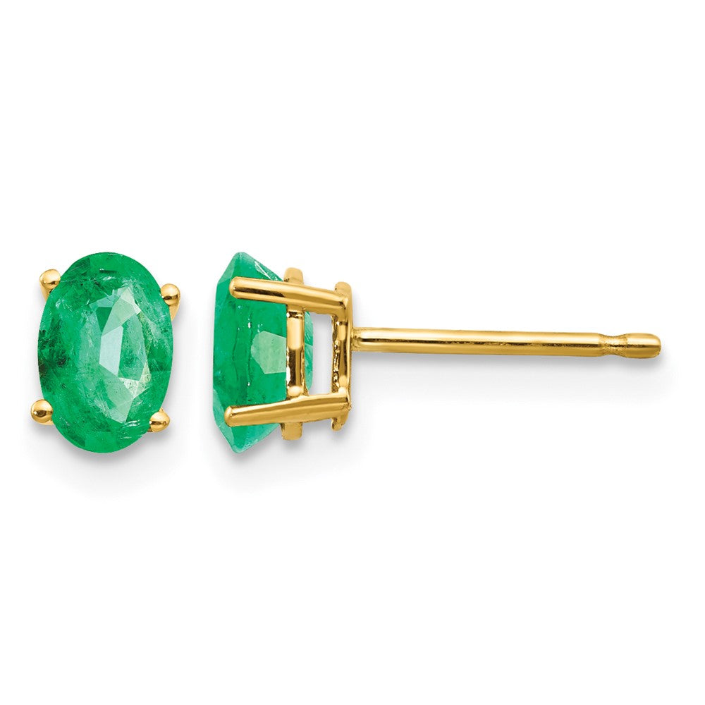 14k Emerald Post Earrings