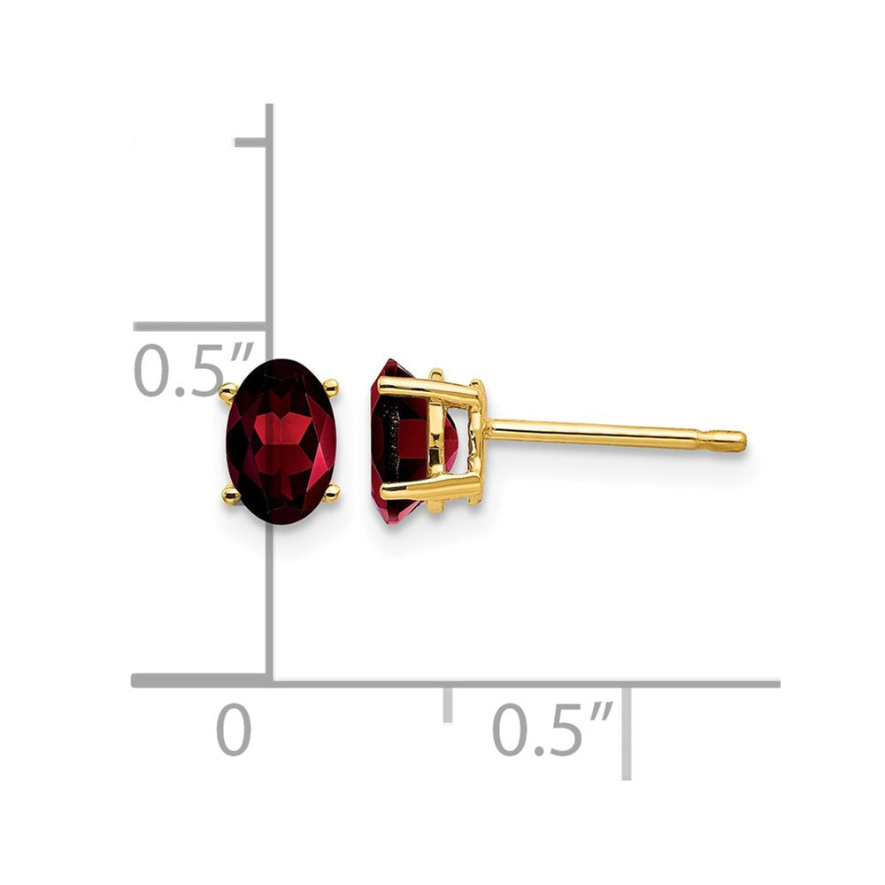 14k 6x4mm Oval Garnet Earrings