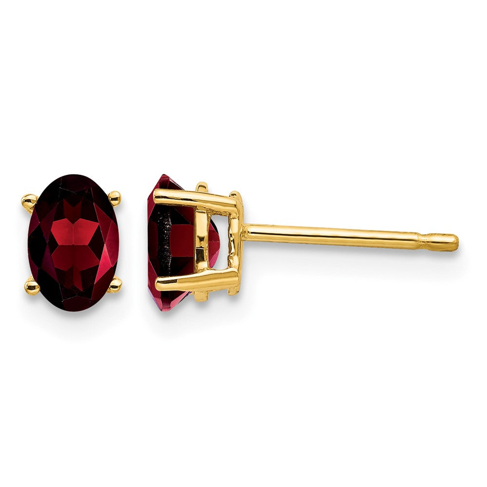 14k 6x4mm Oval Garnet Earrings