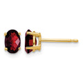 14k 6x4mm Oval Garnet Checker Earrings