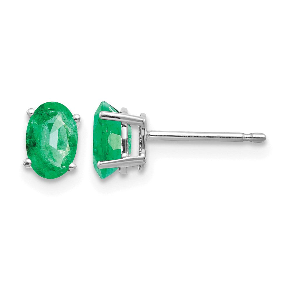 14k White Gold Emerald Earrings