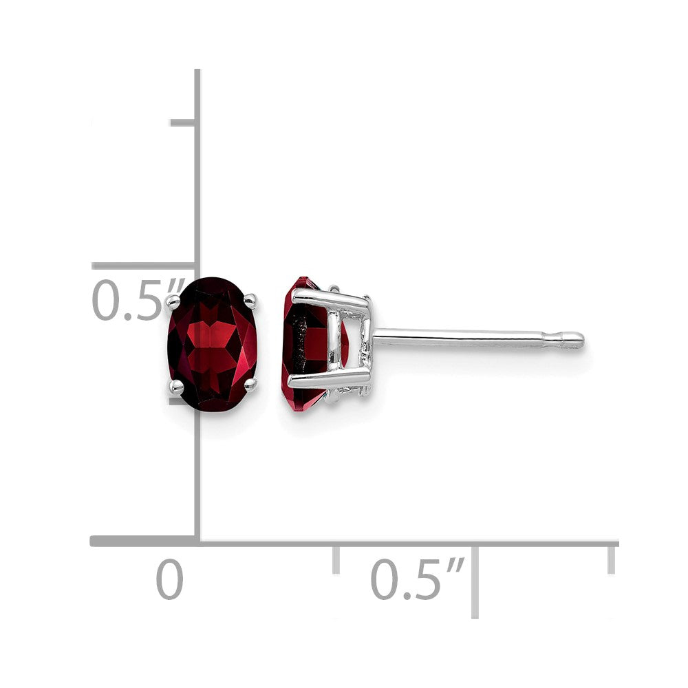 14k White Gold 6x4mm Oval Garnet Earrings