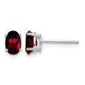 14k White Gold 6x4mm Oval Garnet Earrings