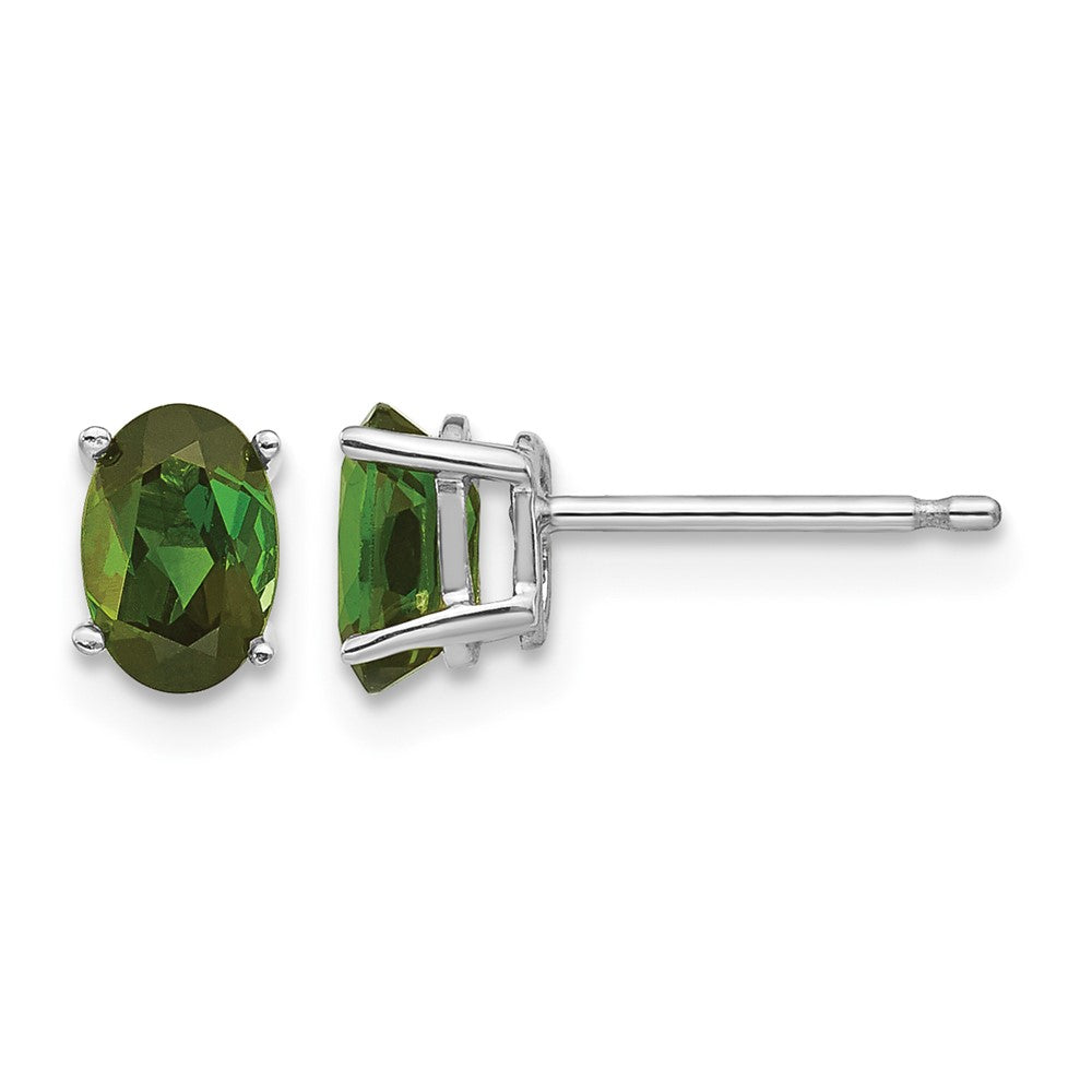 14k White Gold Green Tourmaline Earrings