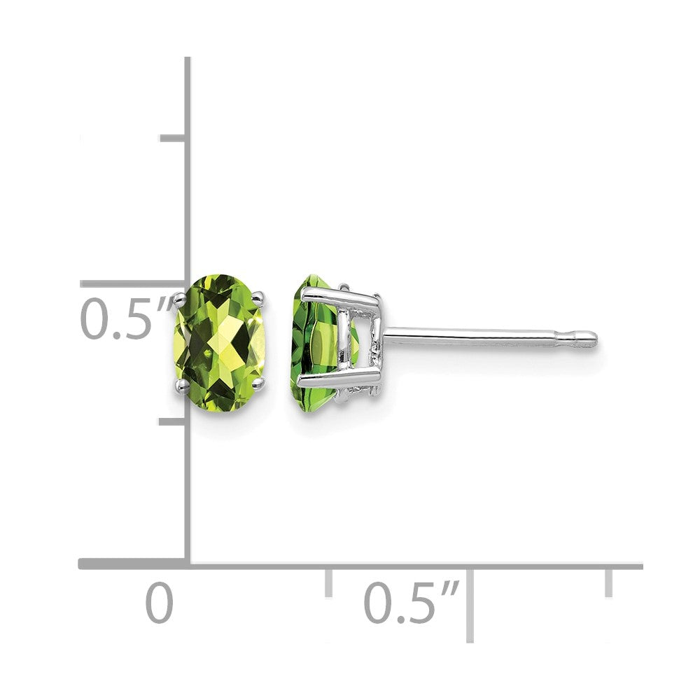 14k White Gold 6x4mm Oval Peridot Earrings