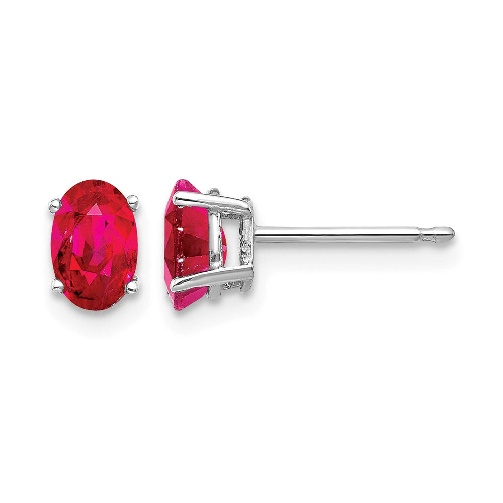 14k White Gold Ruby Earrings