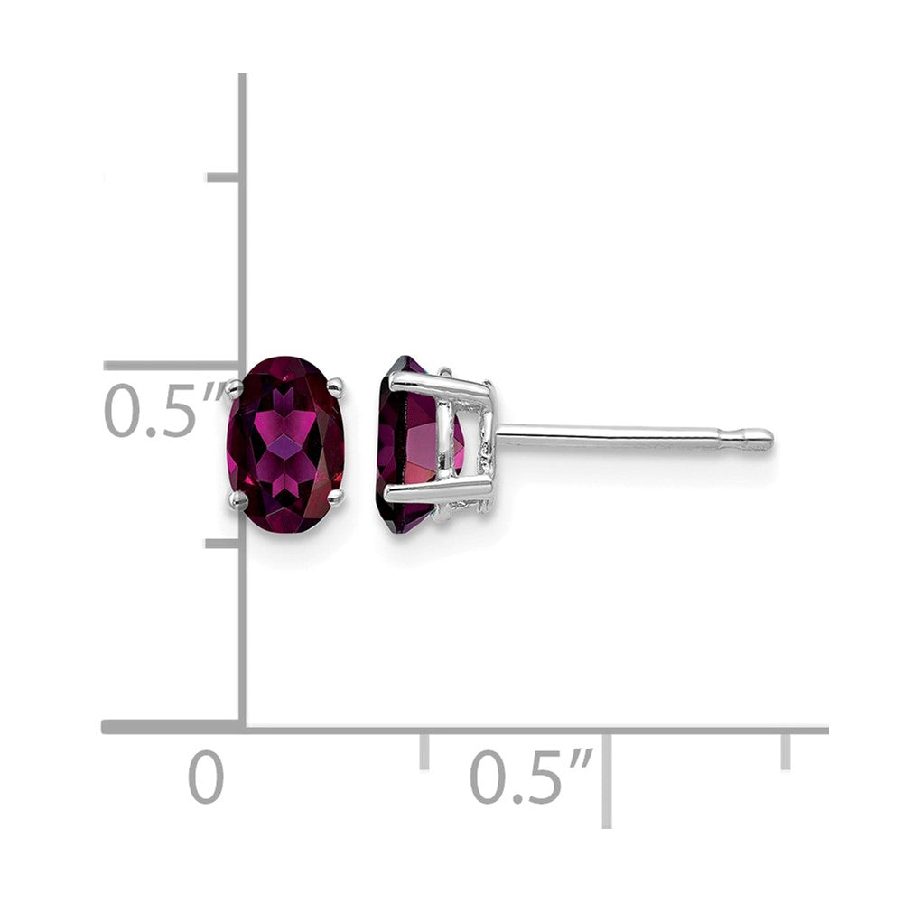 14k White Gold 6x4mm Oval Rhodolite Garnet Earrings