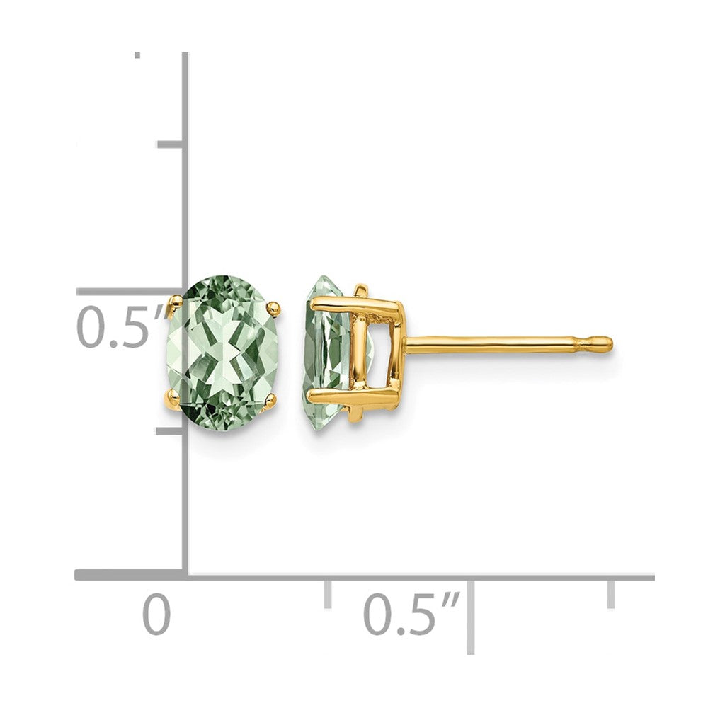 14k 7x5 Oval Green Quartz Earrings