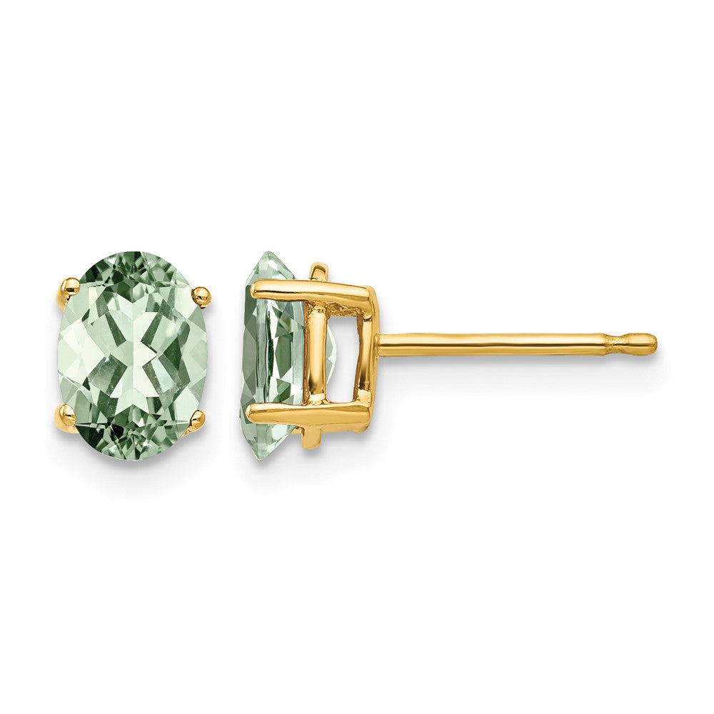 14k 7x5 Oval Green Quartz Earrings