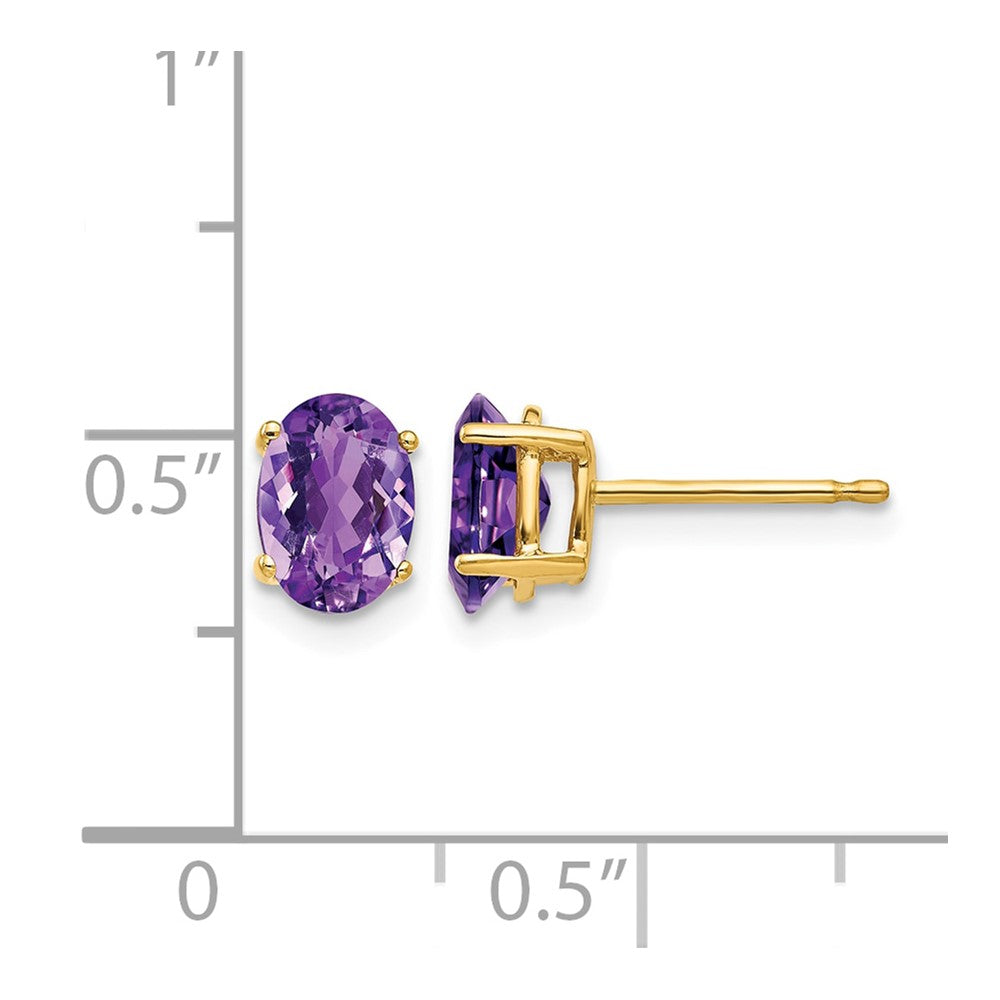 14k 7x5mm Oval Amethyst Earrings