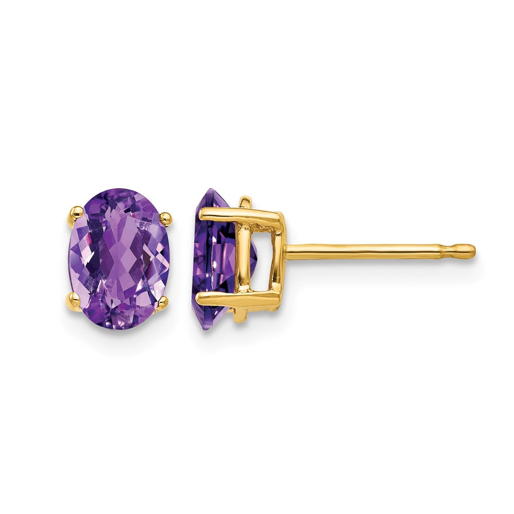14k 7x5mm Oval Amethyst Earrings